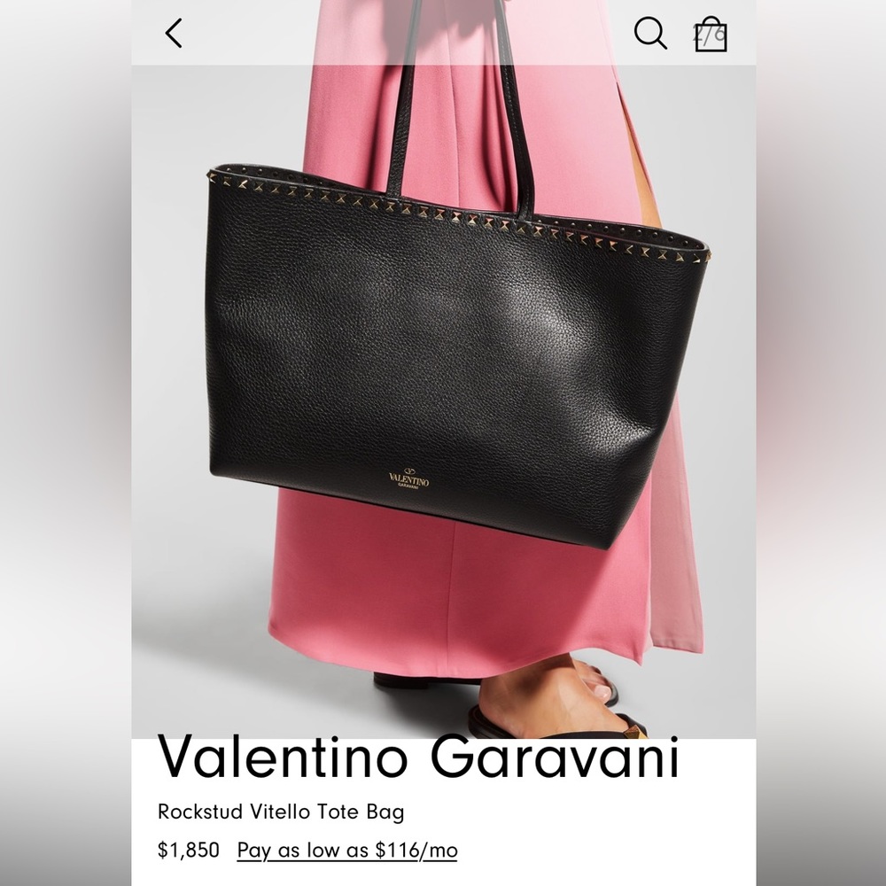Beautiful Valentino Garavani Black Pebbled Leather Tote with Rock Stud Trim.